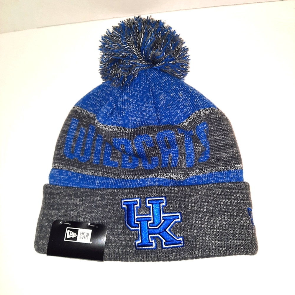 NWT Kentucky Wildcats Name Striped Cuffed Pom Beanie Cap HEATHER CHARCOAL BLUE